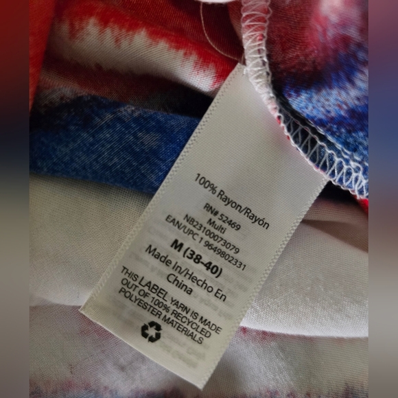 No Boundaries Button Up Red White Blue Mens Collared Shirt Medium - Picture 6 of 10